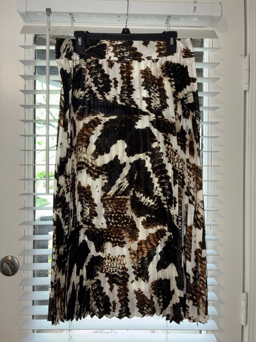 Worthington Animal-Print Pleated Skirt in Black, White & Brown